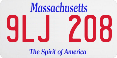 MA license plate 9LJ208