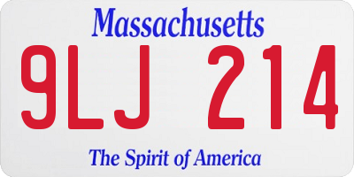 MA license plate 9LJ214