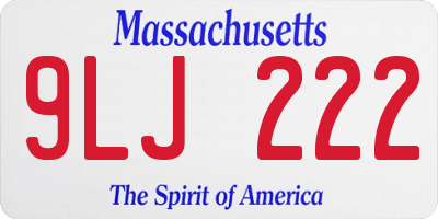MA license plate 9LJ222