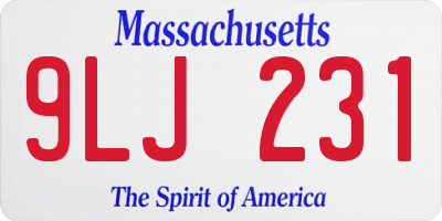 MA license plate 9LJ231