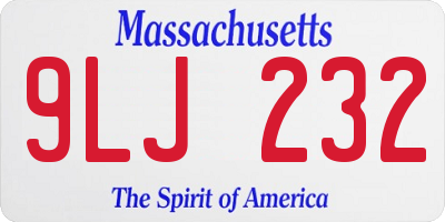 MA license plate 9LJ232