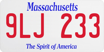 MA license plate 9LJ233