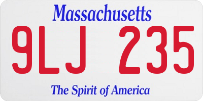 MA license plate 9LJ235
