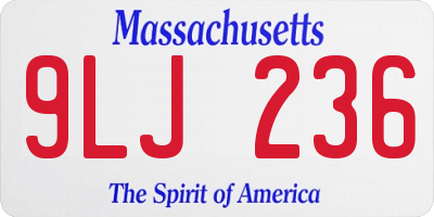 MA license plate 9LJ236