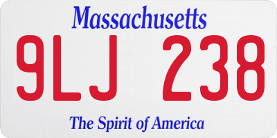 MA license plate 9LJ238