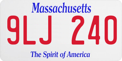 MA license plate 9LJ240