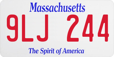 MA license plate 9LJ244