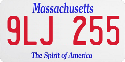 MA license plate 9LJ255