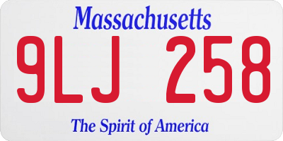 MA license plate 9LJ258