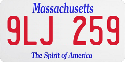 MA license plate 9LJ259