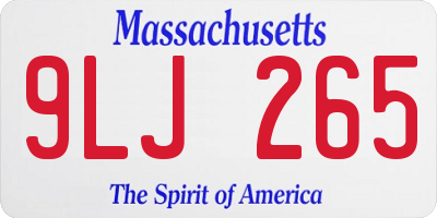 MA license plate 9LJ265