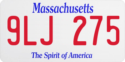 MA license plate 9LJ275