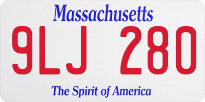 MA license plate 9LJ280