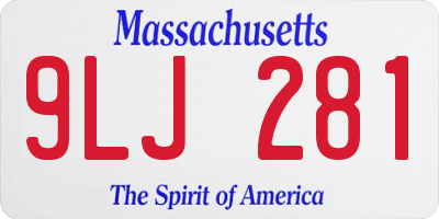 MA license plate 9LJ281