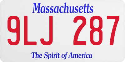 MA license plate 9LJ287
