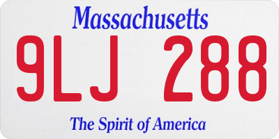 MA license plate 9LJ288
