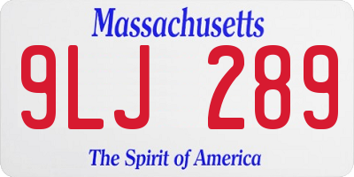 MA license plate 9LJ289