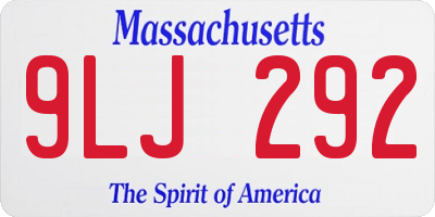 MA license plate 9LJ292