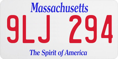 MA license plate 9LJ294