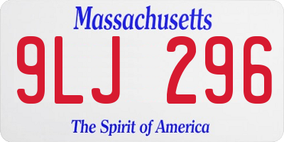 MA license plate 9LJ296