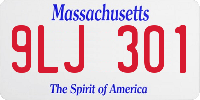 MA license plate 9LJ301