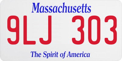 MA license plate 9LJ303