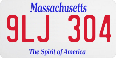MA license plate 9LJ304