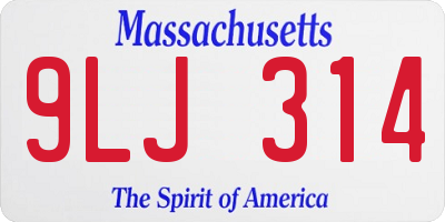 MA license plate 9LJ314