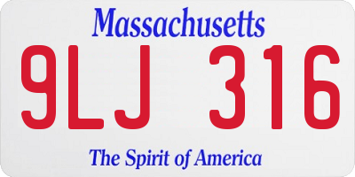 MA license plate 9LJ316