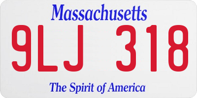 MA license plate 9LJ318