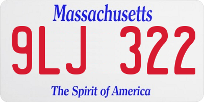MA license plate 9LJ322