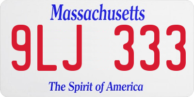 MA license plate 9LJ333