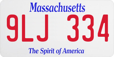 MA license plate 9LJ334