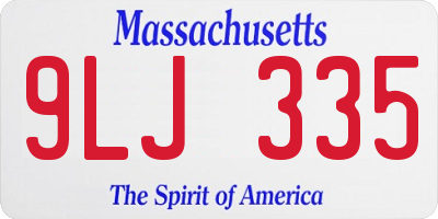 MA license plate 9LJ335
