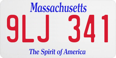 MA license plate 9LJ341