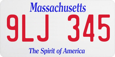 MA license plate 9LJ345