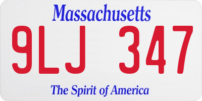 MA license plate 9LJ347