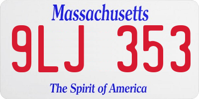 MA license plate 9LJ353