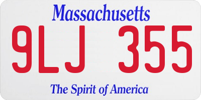 MA license plate 9LJ355