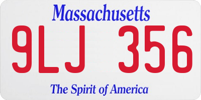 MA license plate 9LJ356