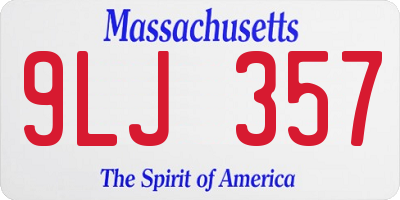 MA license plate 9LJ357