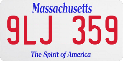 MA license plate 9LJ359