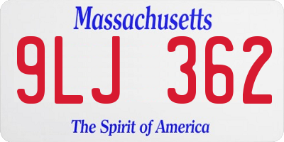 MA license plate 9LJ362