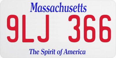 MA license plate 9LJ366