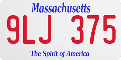 MA license plate 9LJ375