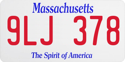 MA license plate 9LJ378