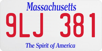 MA license plate 9LJ381
