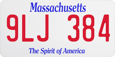 MA license plate 9LJ384