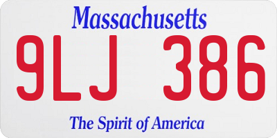 MA license plate 9LJ386