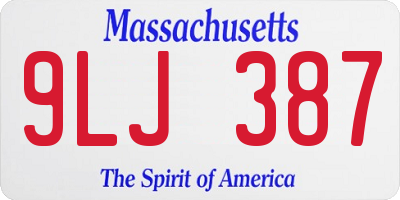 MA license plate 9LJ387